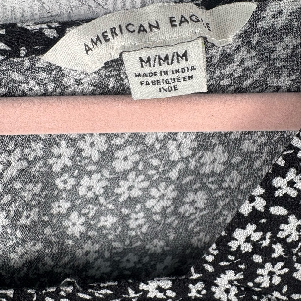 American Eagle Outfitters Black and White Square Neck Sundress Front Slit M 90s - Picture 11 of 11